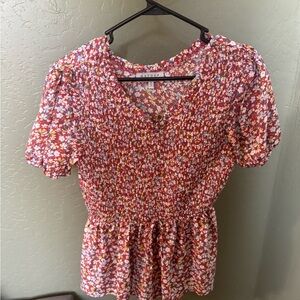 Patterned Red Floral Top